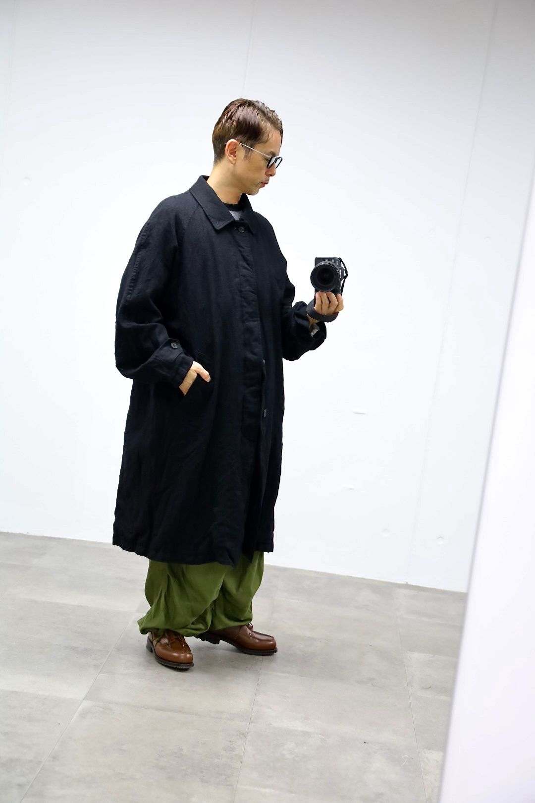 COMME des GARCONS HOMME ウールサージ製品縮絨コートスタイル