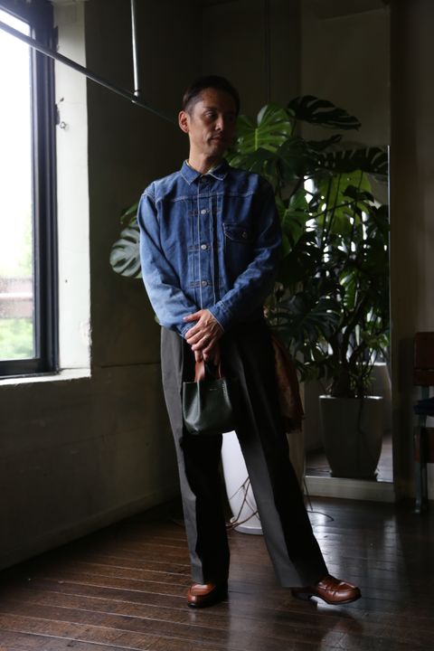 blurhms Broken Cloth Curve Front Slacks"KHAKI GREY"style.8.13.