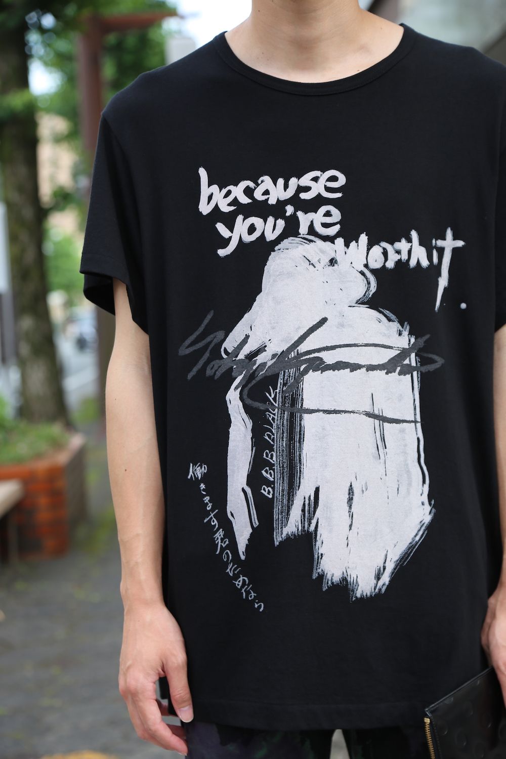 yohji yamamoto 丸首半袖メッセージプリントTシャツ カルティマ社長絵抜染PT Style.2020.8.2.