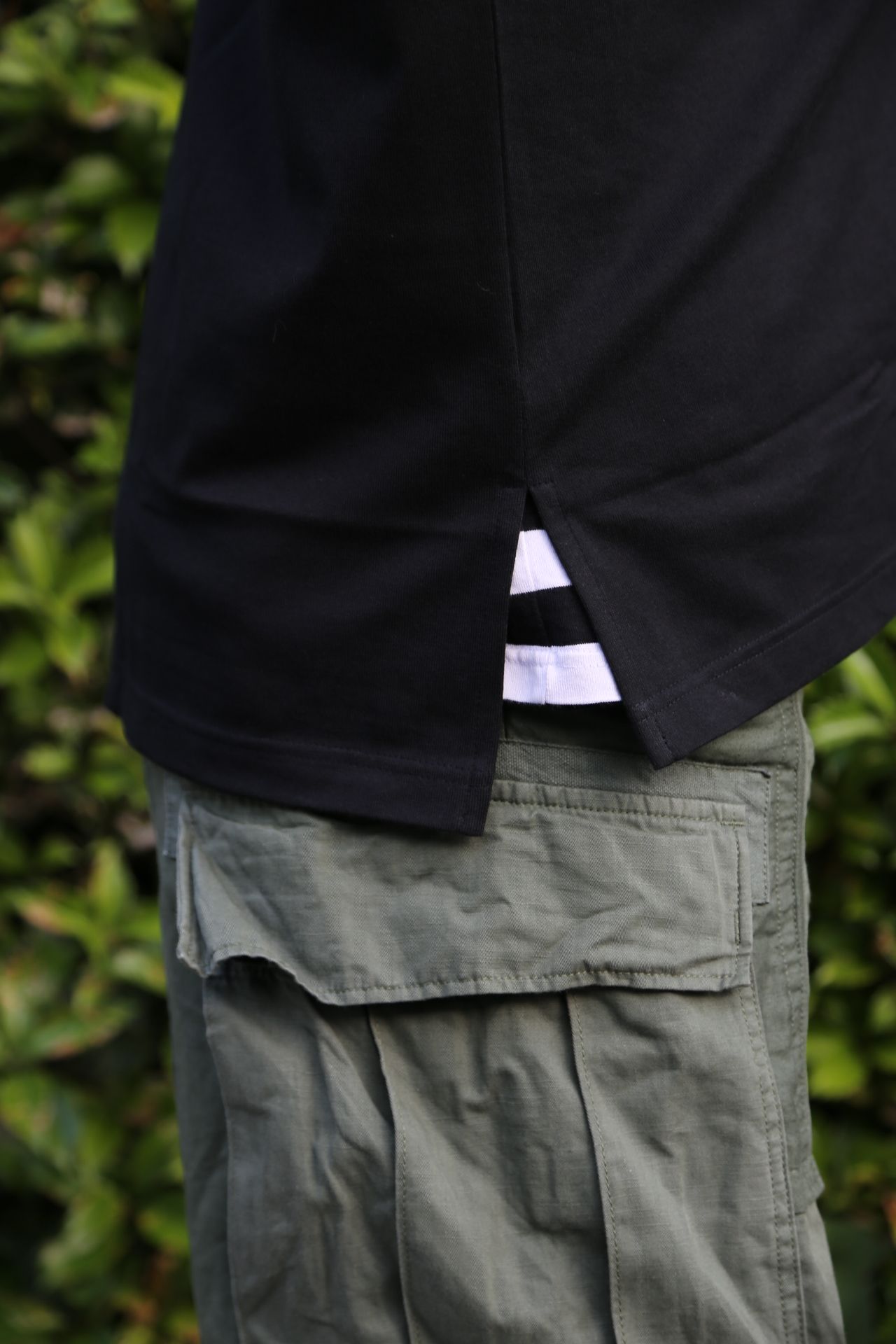 COMME des GARCONS HOMMEプリントオーバーサイズ綿度詰天竺Tシャツ"BLACK"style.2021.5.7.