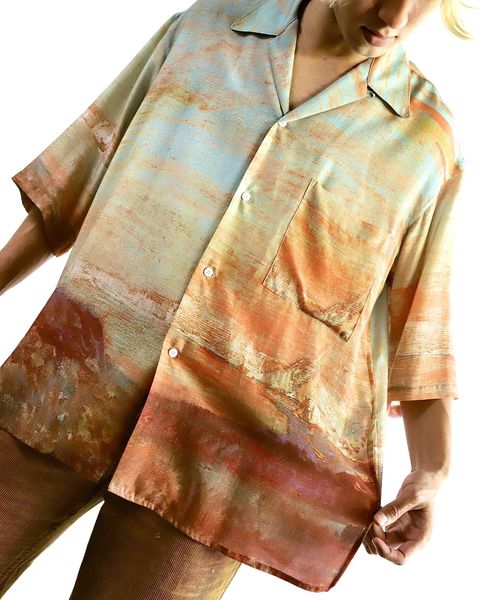 YOKE 24SS LANDSCAPE PRINTED OPEN COLLAR SHIRT  style 2024.5.26