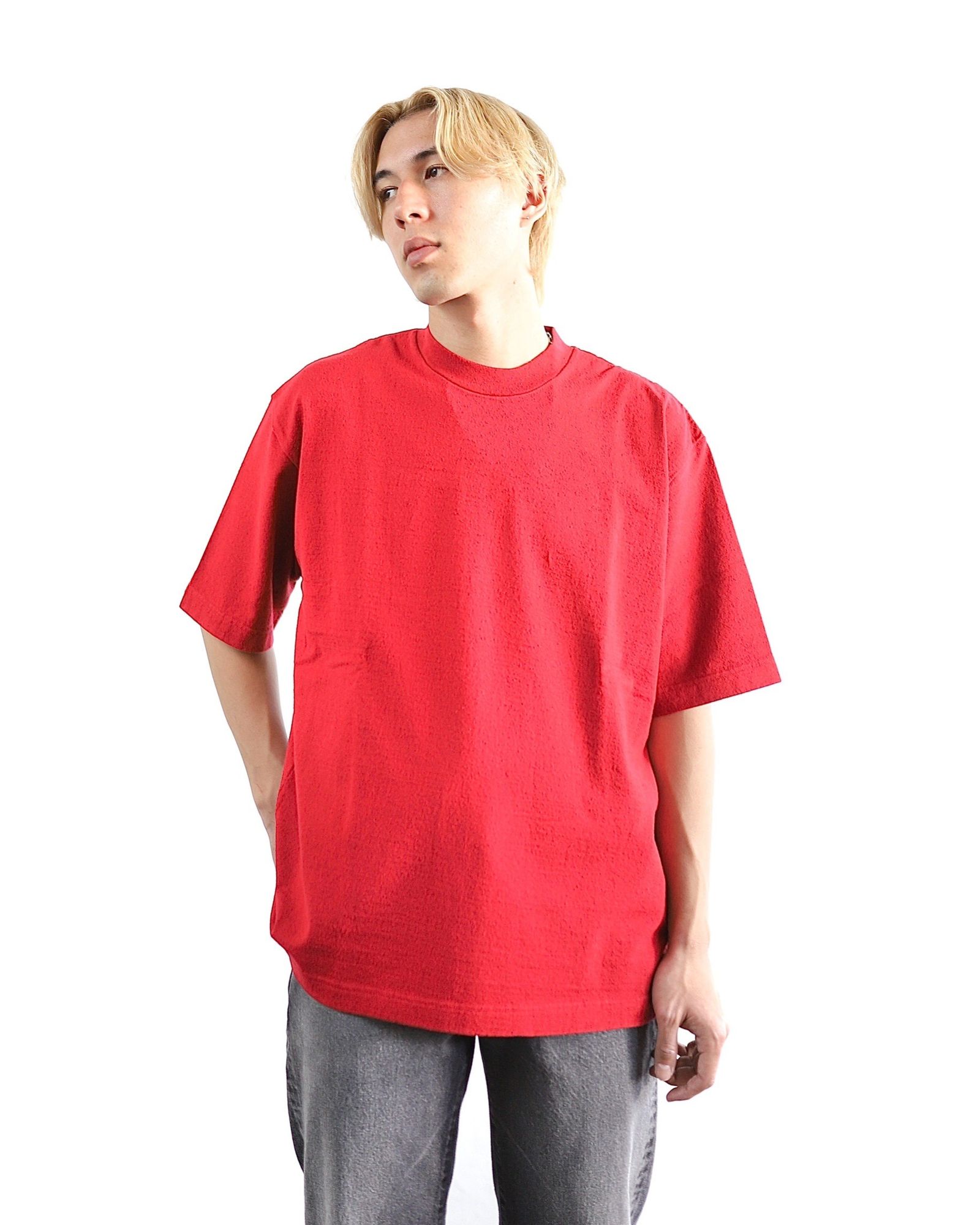 ブラームス24SS blurhms Co/Silk Nep Plain Tee(DarkRed) style 2024.3.21