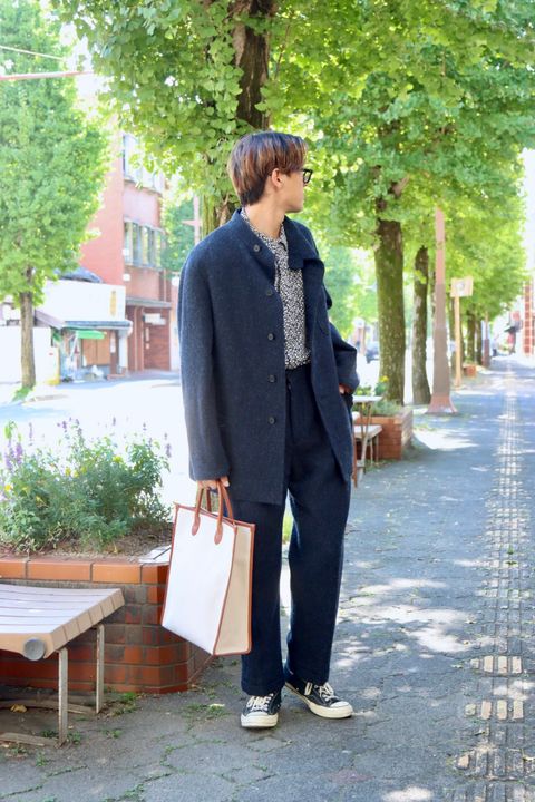 A.PRESSE 23AW Tweed Hunting Jacket"NAVY"スタイル