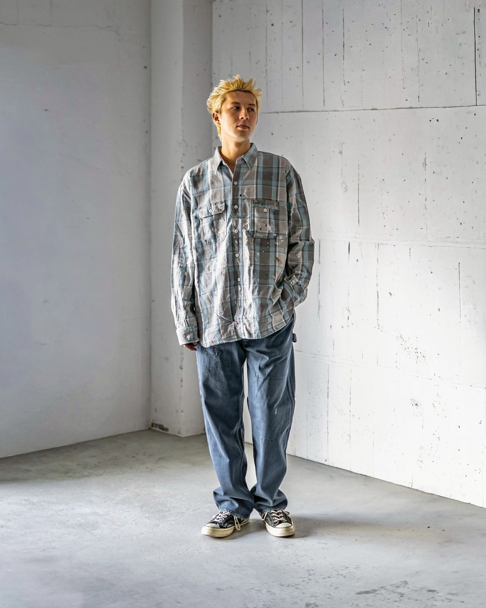 BOW WOW 25FWバウワウ PAINTER'S FLANNEL SHIRT(BW252-PPSFS)AGED L.BLUE X O.WHITE★9月13日(土)11:00発売！