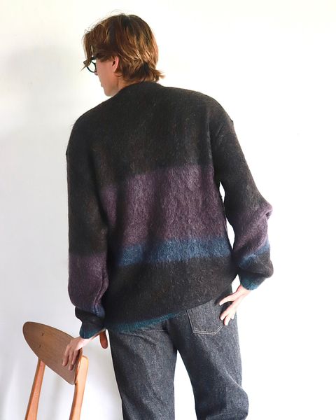 YOKE 23AW MOHAIR BORDER CREWNECK SWEATER"BLACK"スタイル