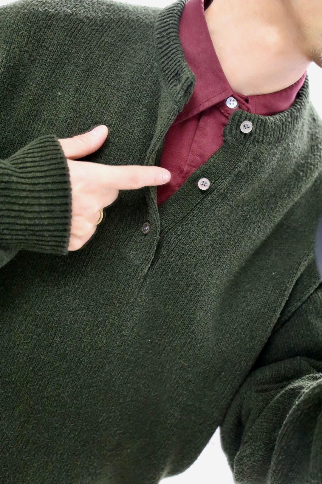 A.PRESSE 2026 STYLE1 Washed Silk Nep Henry Neck Sweater"OLIVE"スタイル