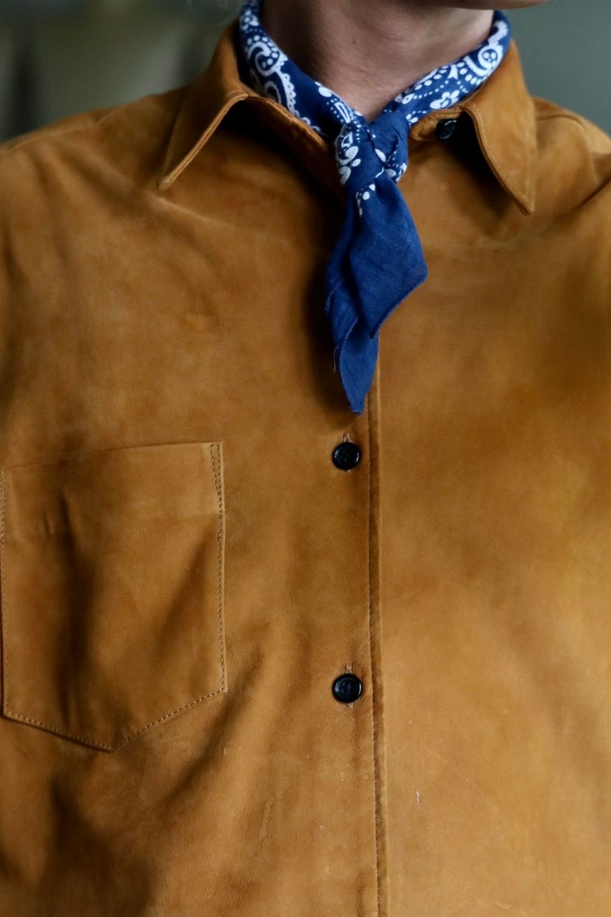 Graphpaper Cow Nubuck Leather S/S Oversized Regular Collar Shirt MARKスタイル