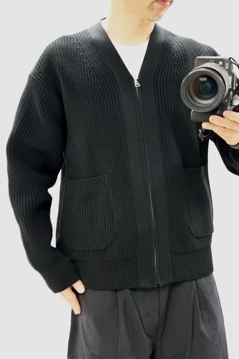 COMME des GARCONS HOMME 26SS 綿エステル片畦カーディガンスタイル