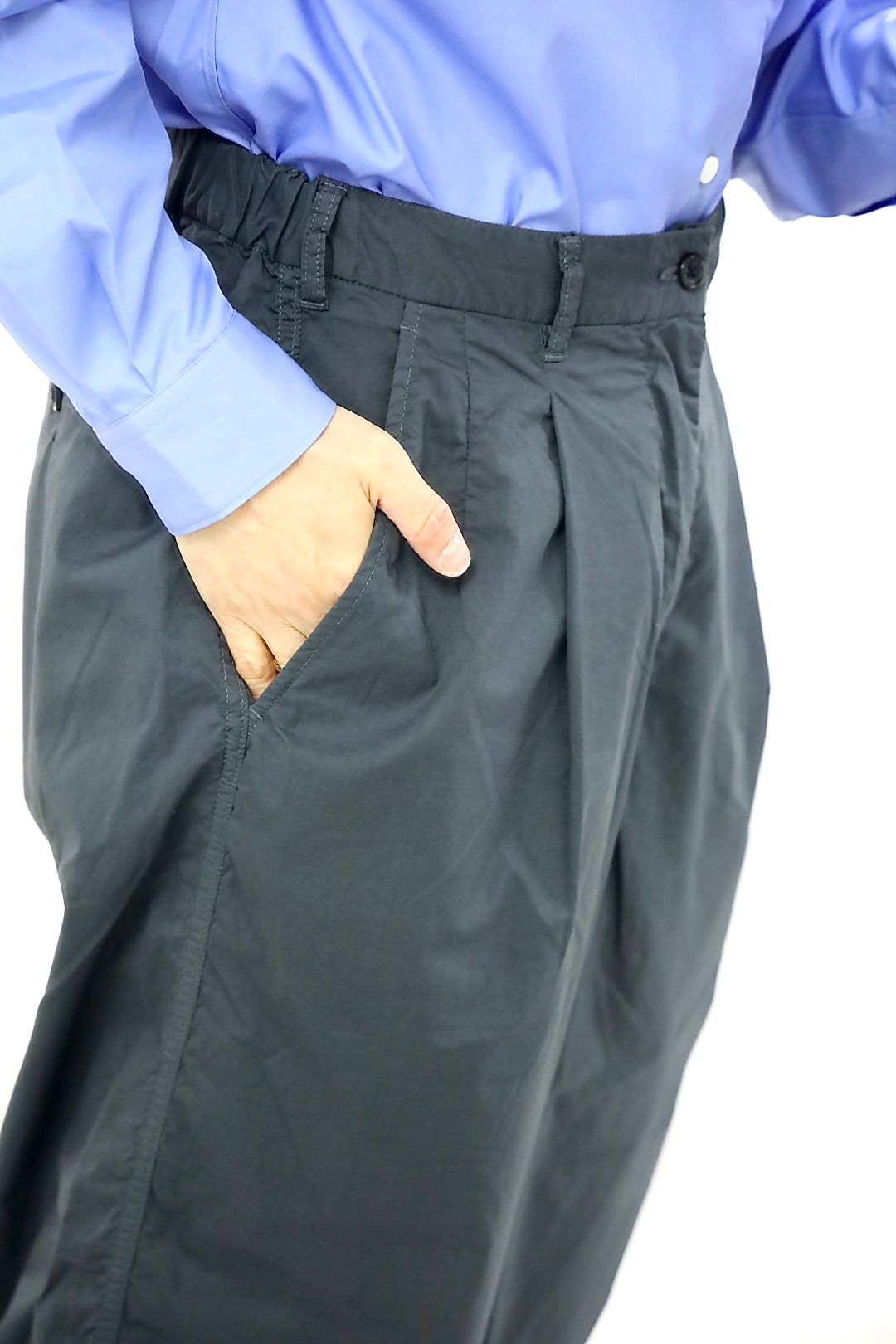 グラフペーパー 26SS Garment Dyed Typewriter Oversized Slacks(GM261-40102B)C.GRAY