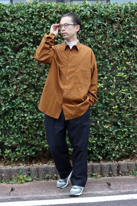 Graphpaper Broad Oversized L/S Regular Collar Shirt"BROWN"style.2021.10.16.