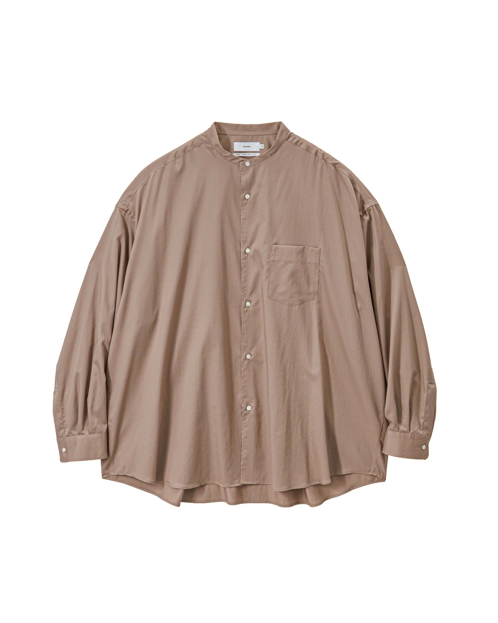 グラフペーパー26SS Silicon Poplin Oversized Band Collar Shirt(GM261-50181)TAUPE☆2月28日(土)発売！