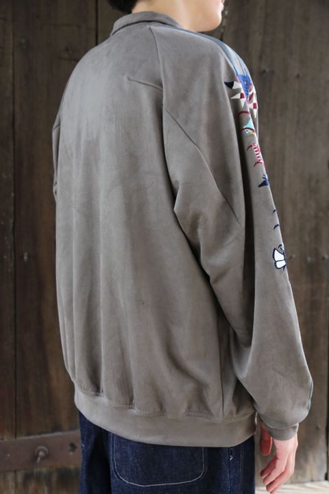 doublet CHAOS EMBROIDERY SUEDE TRACK JACKET"GREY"style.2020.8.8.