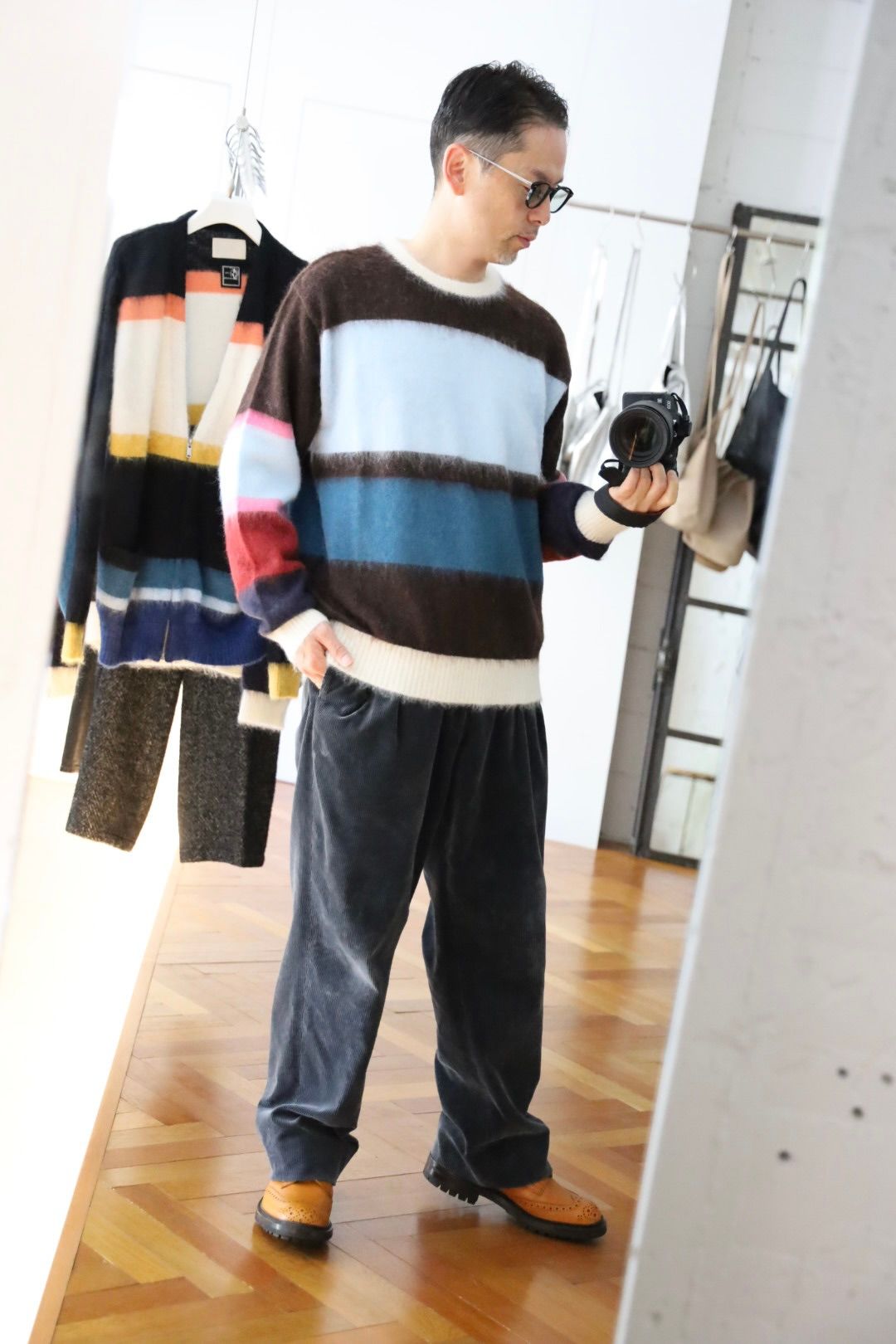 YOKE ヨーク25SS MOHAIR BORDER SWEATERスタイル