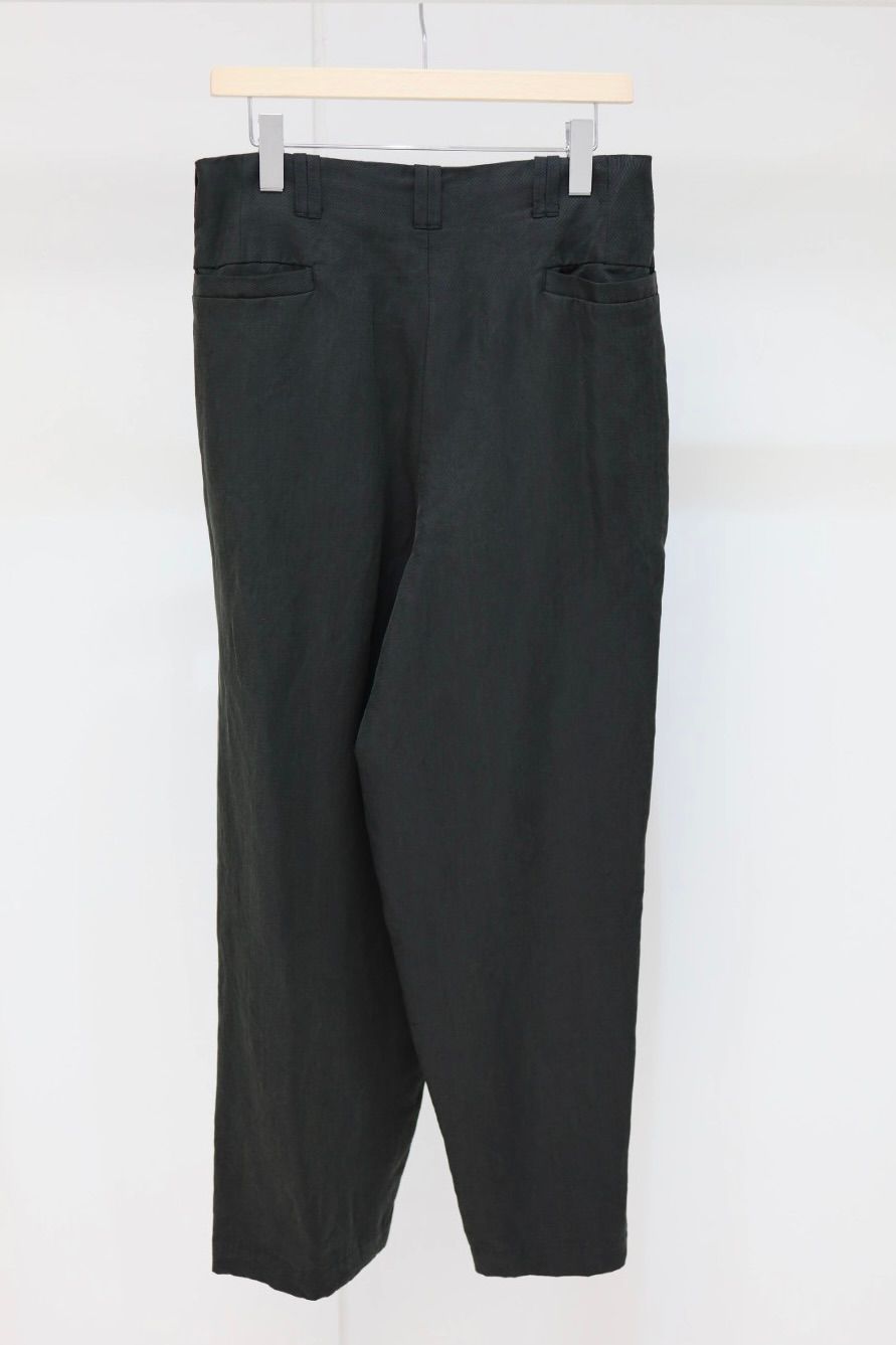 YOKE 26SS Linen Silk Kersey 3pleated Tapered Trousers(YK26SS01209P)BLACK