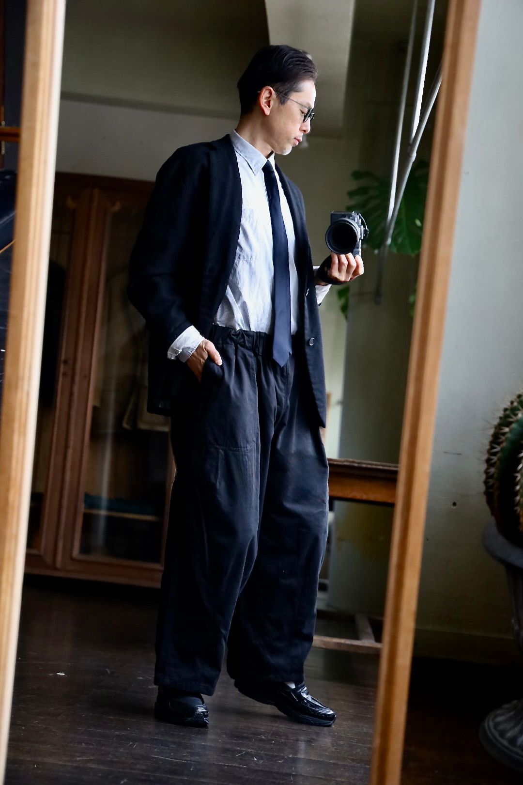 is-ness BALLOON BAKER PANTS"BLACK"スタイル.2025.1.14.