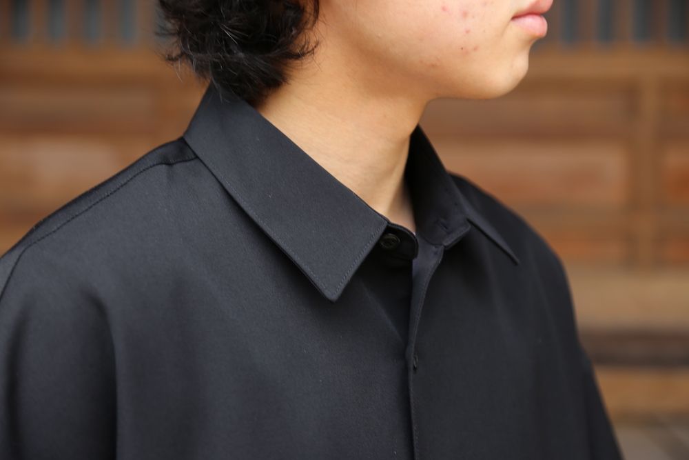 Graphpaper Selvage Wool S/S Oversized Box Shirt(GM212-50260) style 