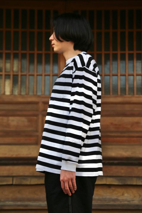 Graphpaper Border L/S Pocket Tee(GM203-70147B) style.2021.3.14.