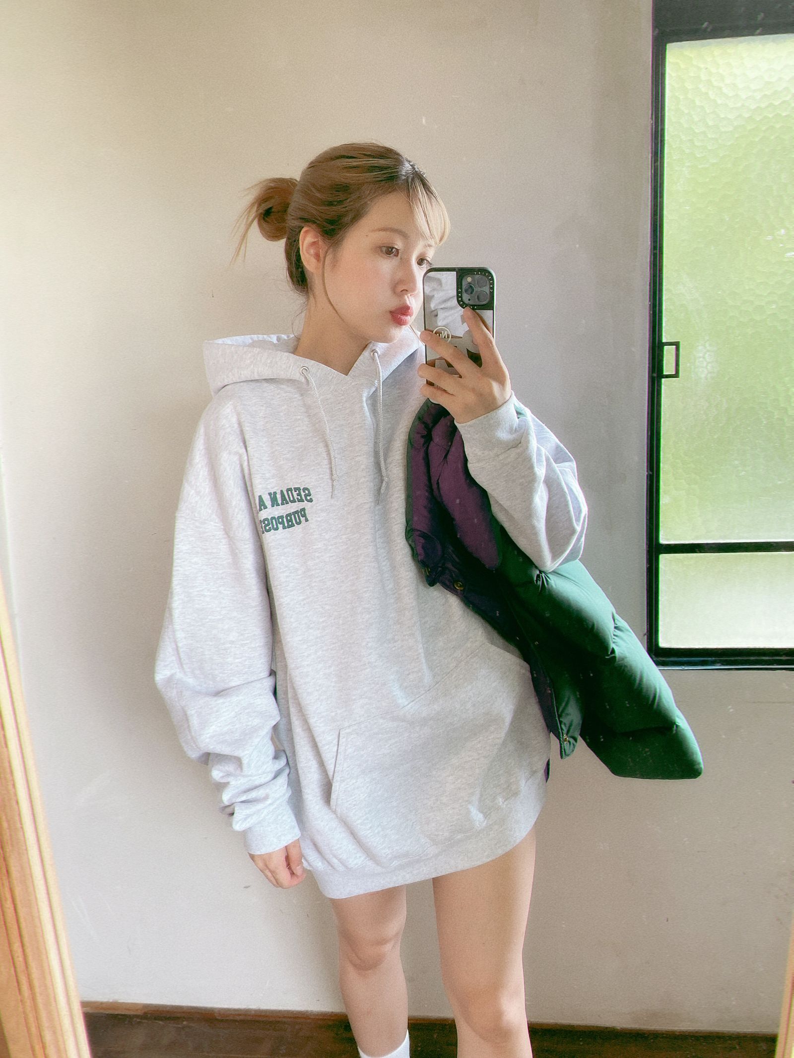 セダンオールパーパスFW23 COLLEGE LOGO HOODIE(SD23F-CT04)ASH