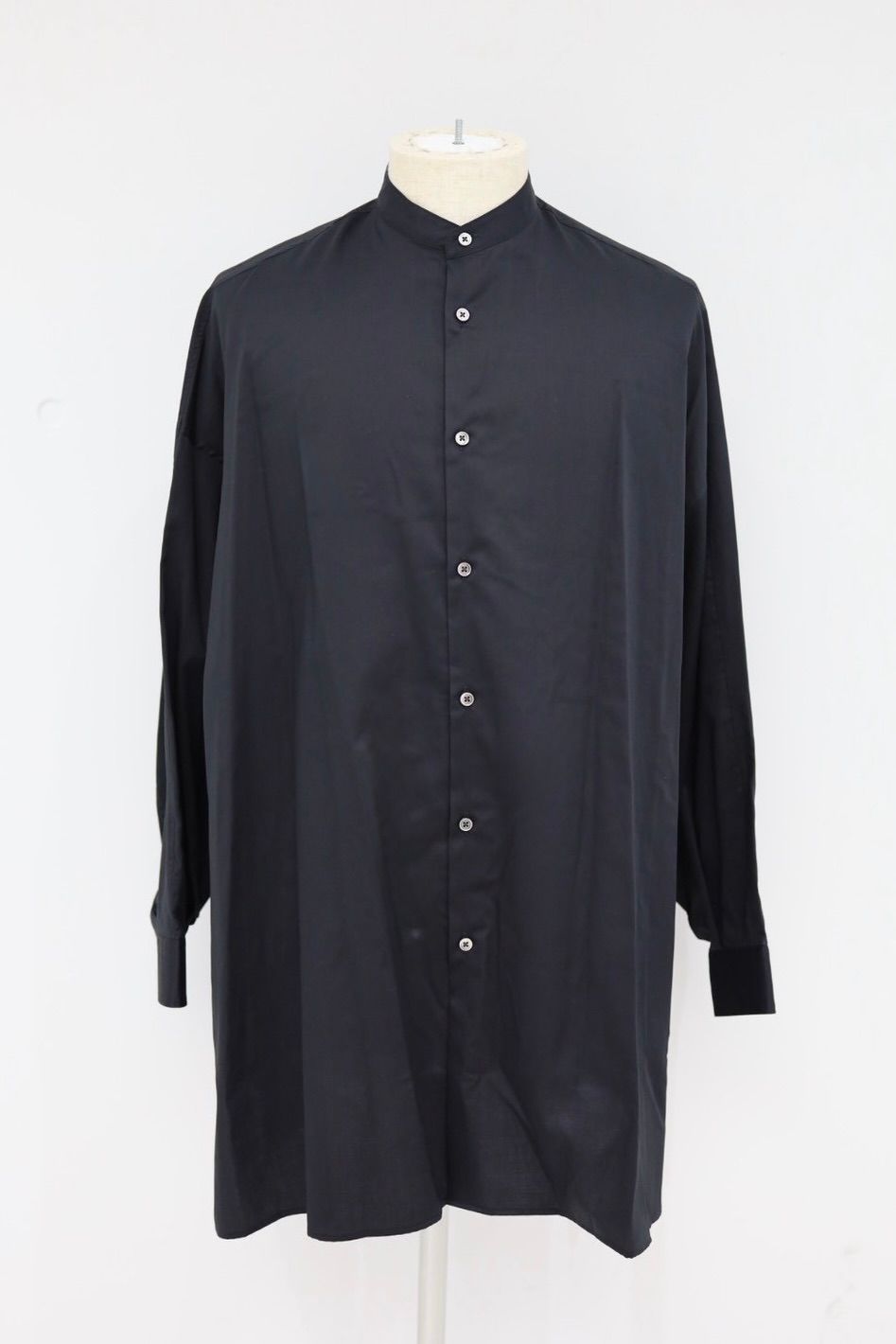グラフペーパー Women's 26SS  Silicon Poplin Deep Slit Band Collar Shirt(GL261-50184)BLACK☆2月28日(土)発売！