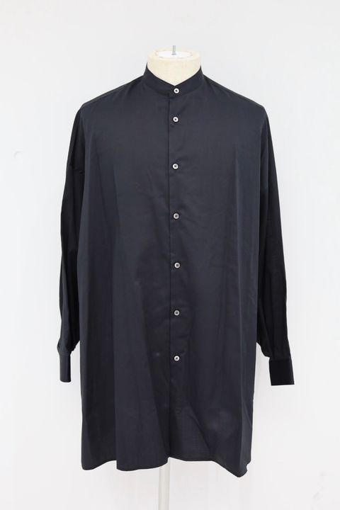 グラフペーパー Women's 26SS  Silicon Poplin Deep Slit Band Collar Shirt(GL261-50184)BLACK☆2月28日(土)発売！
