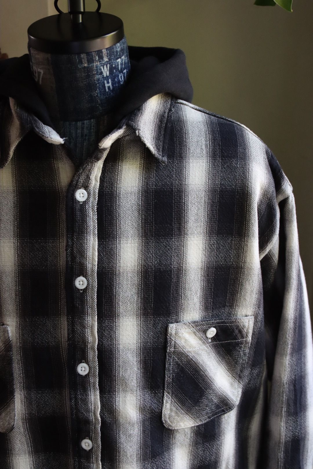 セントマイケル 23AW CHECK SHIRT PARKA(SM-A23-0000-046)BLACK×WHITE - L