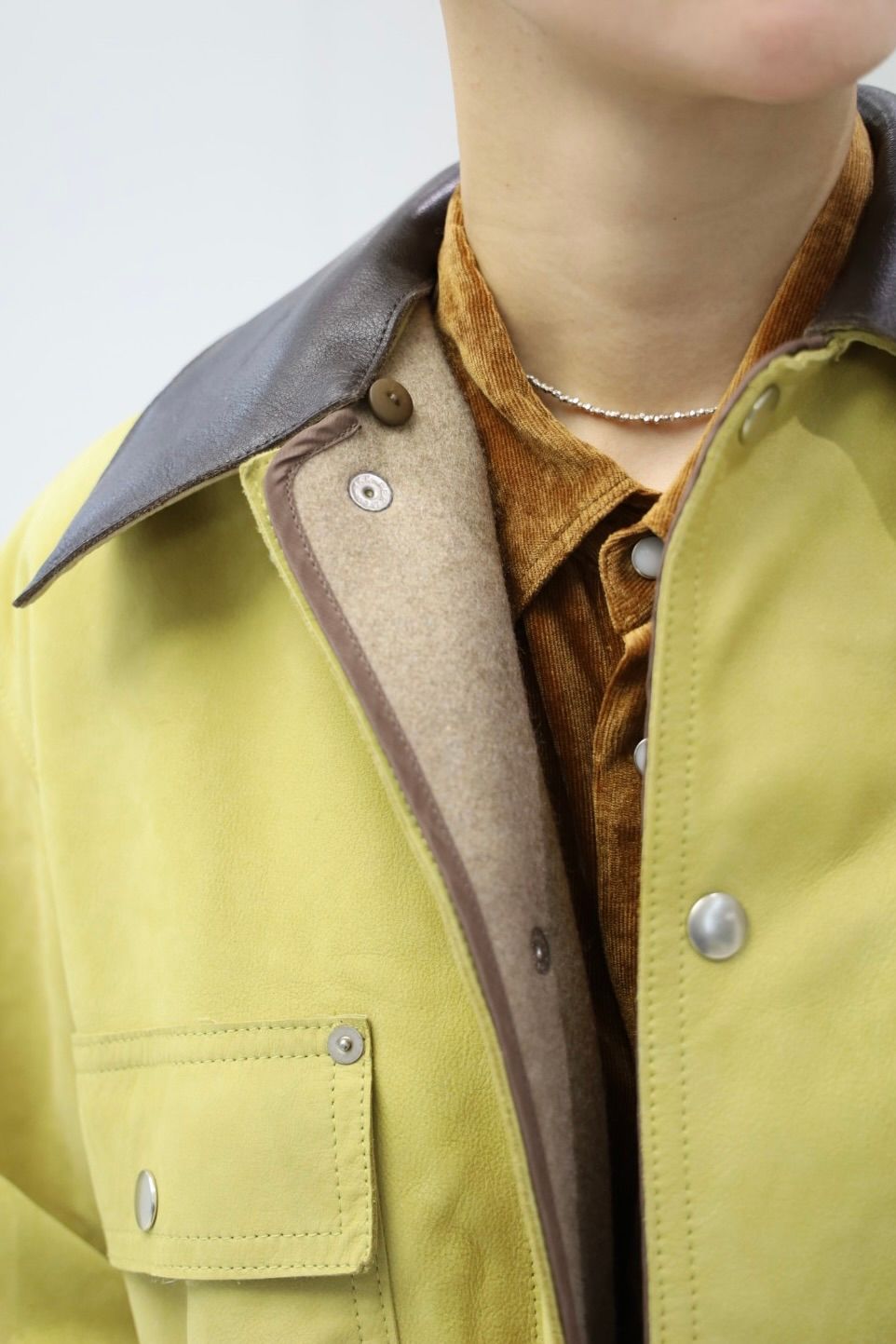 ヨーク 25FW Nuback Leather Coverall Jacket(YK25FW01019B) YELLOW BEIGE