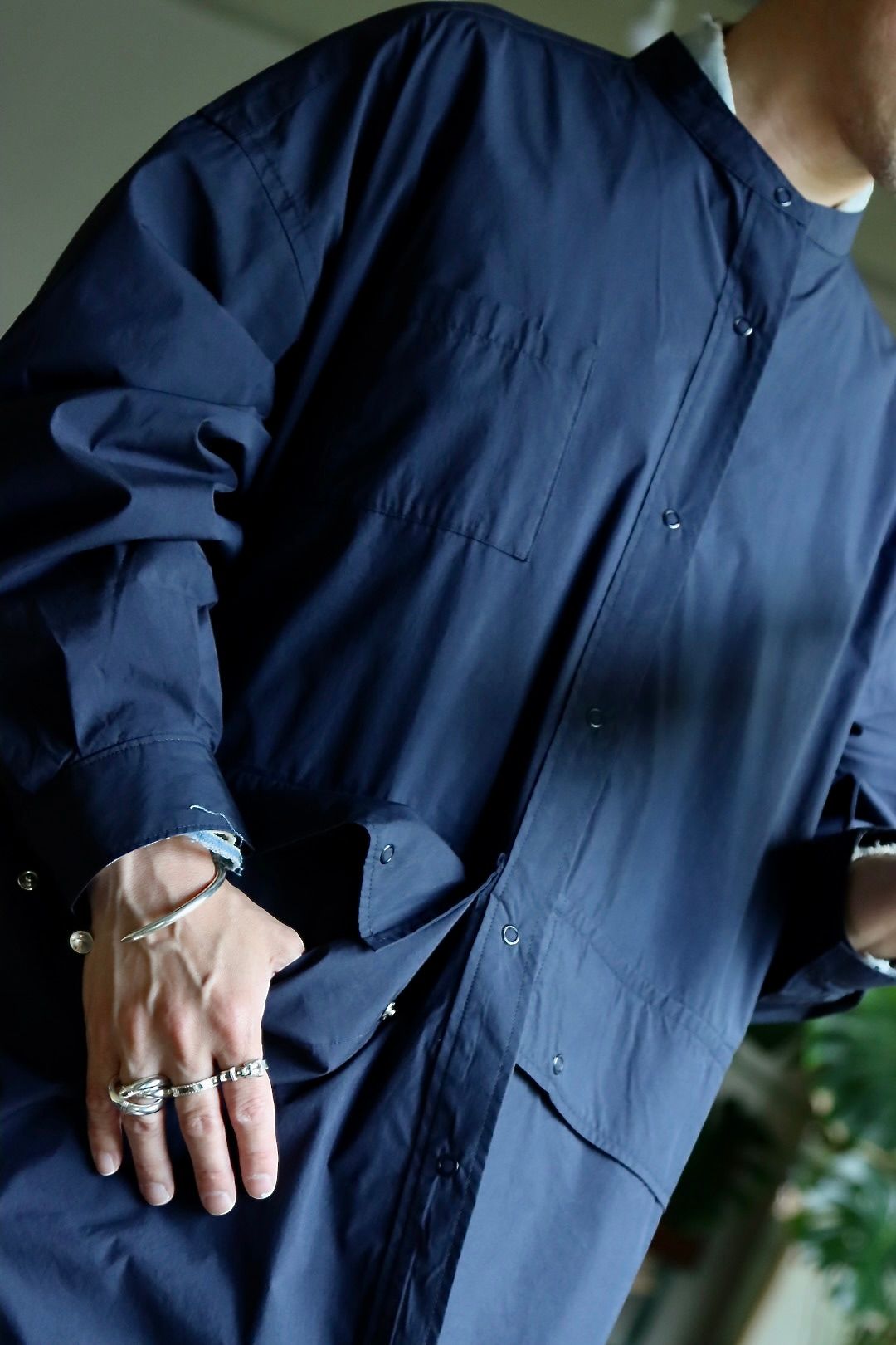 フレッシュサービス 22SS CARGO POCKET UTILITY SHIRT "NAVY"スタイル.2022.6.7.