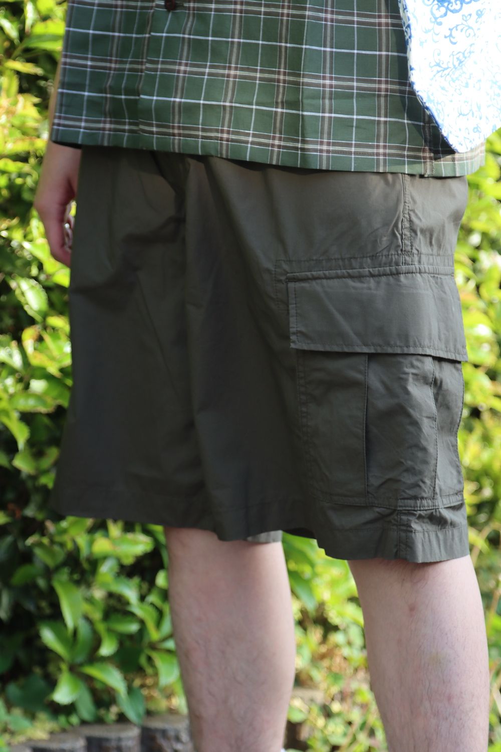 COMME des GARCONS HOMME リネン綿チェック x 綿タイプライター S/S オープンカラーシャツ style.2022.5.6