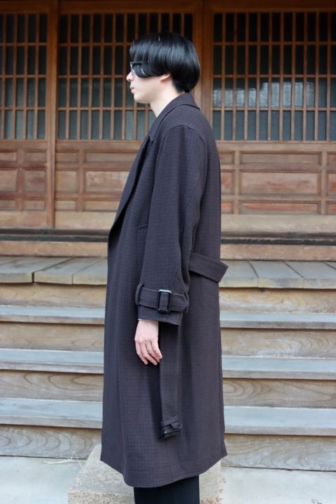 YOKE DOUBLE BREAST OVERCOAT"BLACK style"