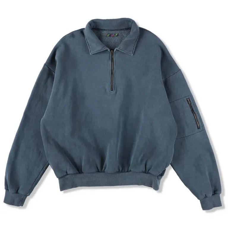 イズネス 25AW PIGMENT DYED ZIP SWEATSHIRT(25AW_08_1007AWCS04)NAVY☆新作発売！