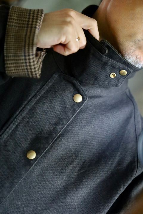 A.PRESSE 2026 STYLE2 Vintage Silk Hemp Riding Oiled Jacketスタイル