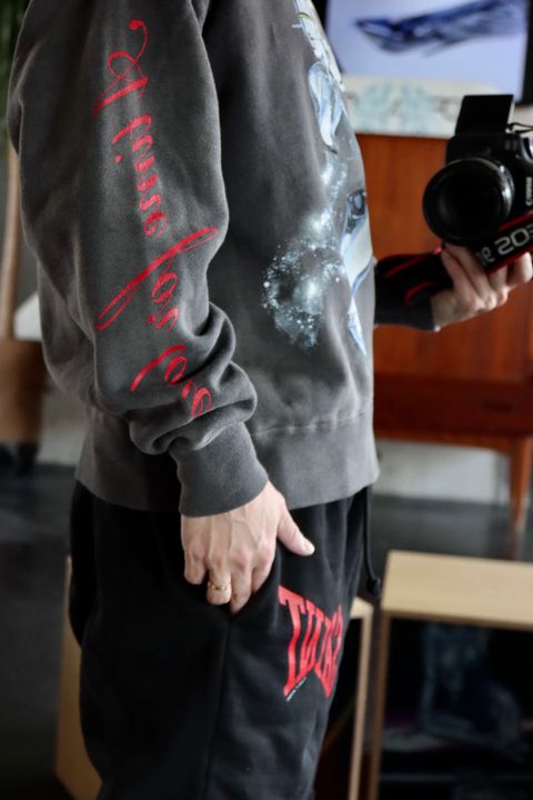 セントマイケル22SS SWEAT SHIRT SORAYAMA"BLACK".style.