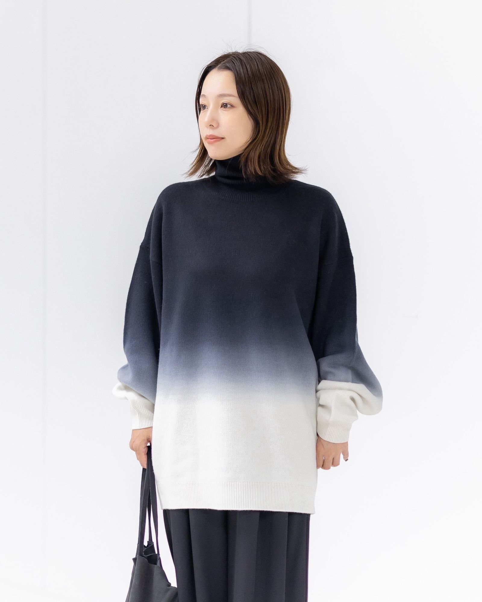 グラフペーパー 25AW Gradient Dyed Wool Hight Neck Knit(GU253-80491)BLACK☆9月27日(土)発売！