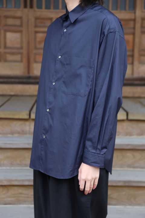 Graphpaper Broad L/S Oversized Regular Collar Shirt(GM203-50110B)NAVY style.2020.7.12.