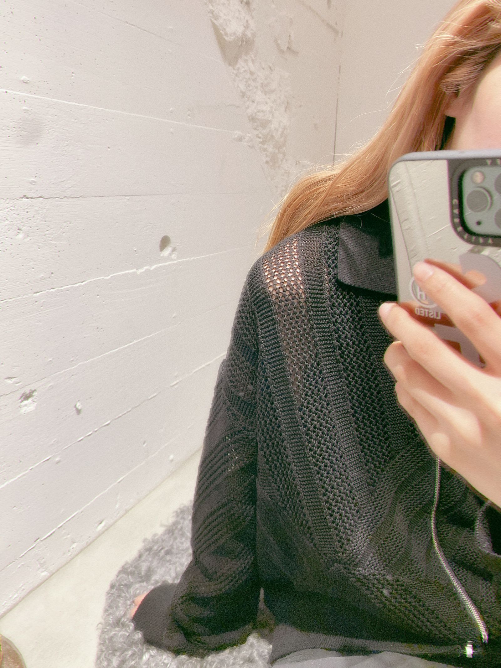 ヨーク24SS COTTON MESH STRIPE ZIP-UP CARDIGAN(YK24SS0674S)BLACK