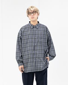 フレッシュサービス MADRAS DRY TECH REGULAR COLLAR SHIRT (FSC261-50251)GRAY