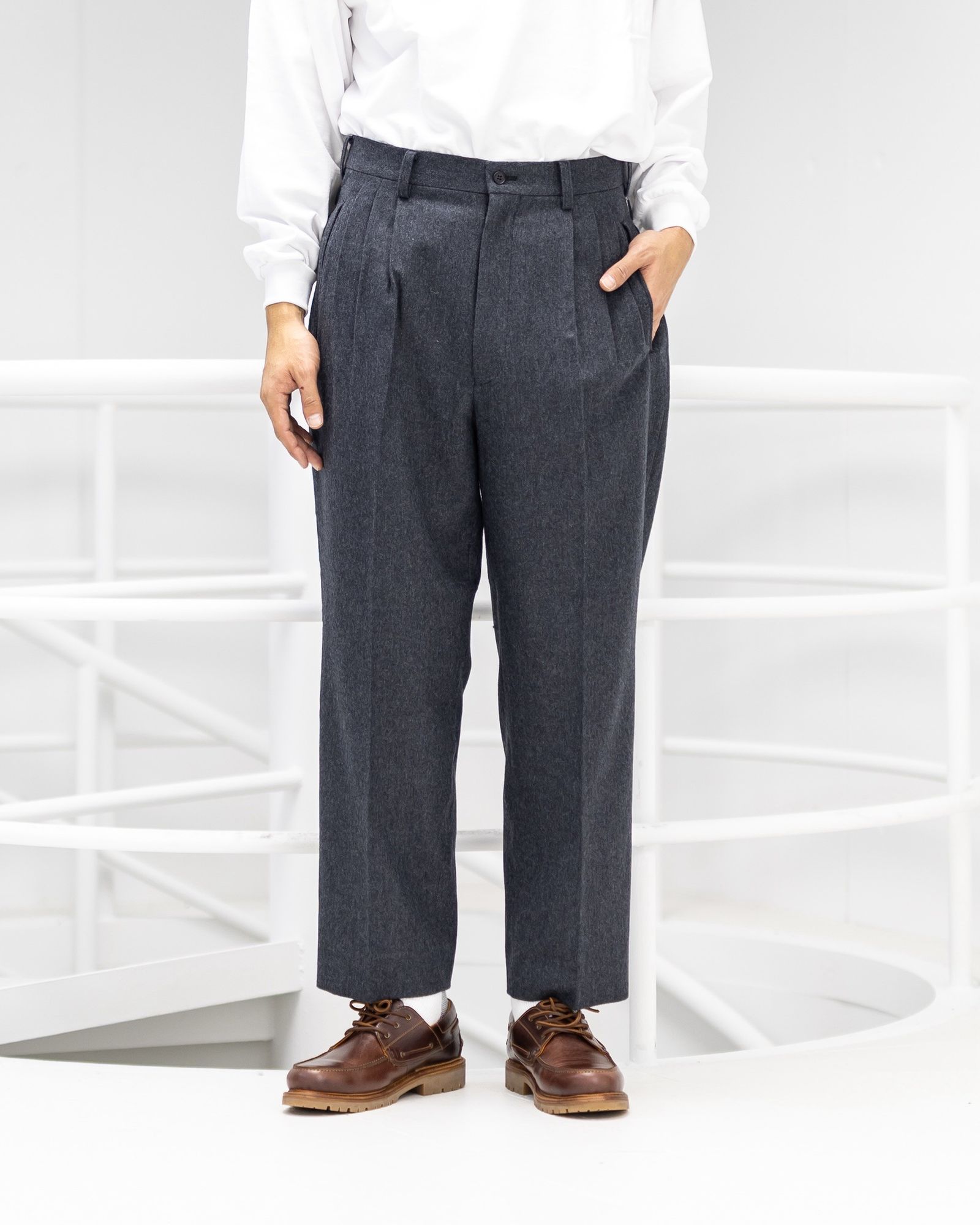 コムデギャルソンオム25FW ウールフラノパンツ(HP-P035-051)CHARCOAL☆11月1日(土)発売！