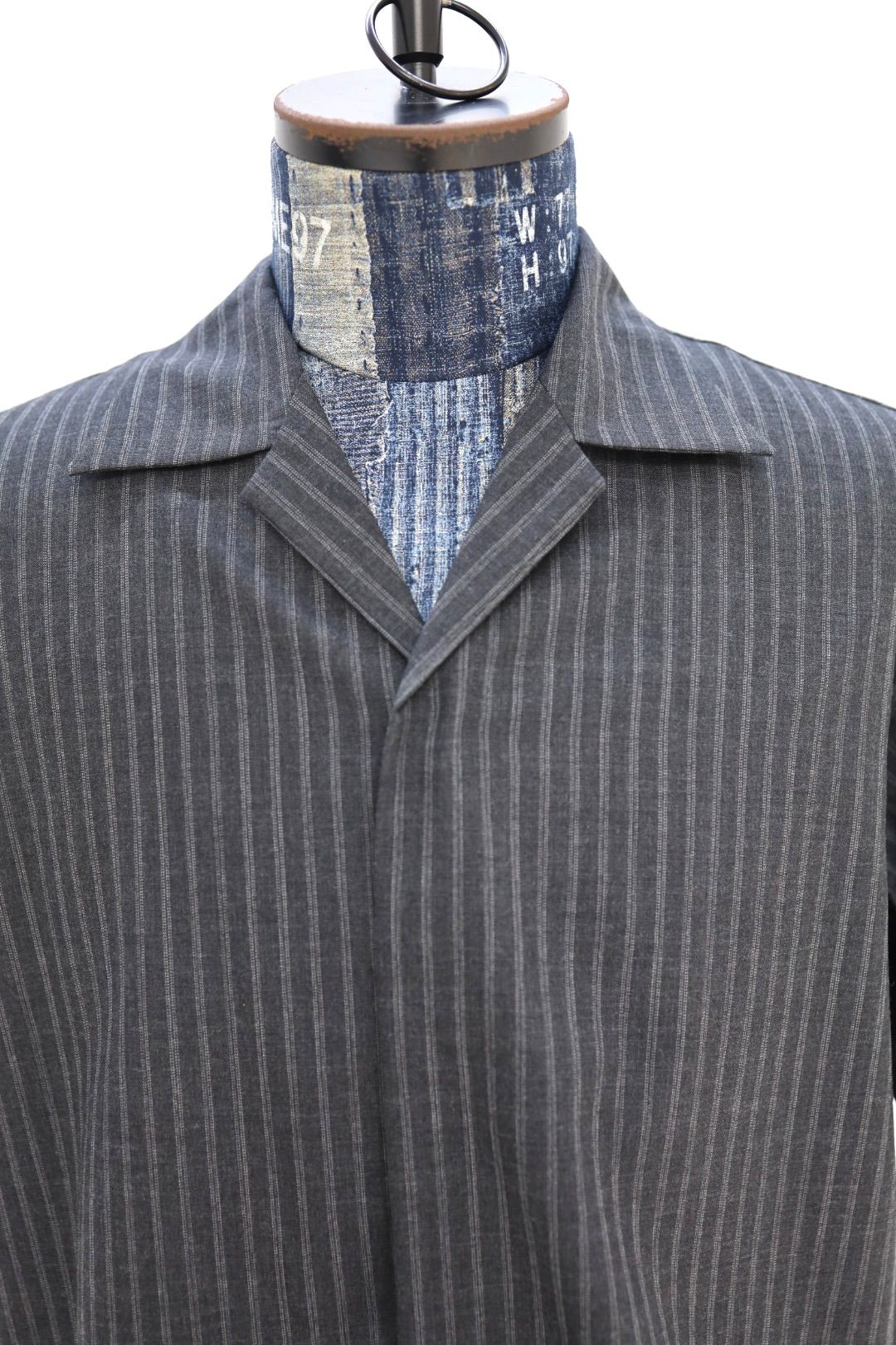 marka 26SS FLY FRONT OPEN COLLAR S/S SHIRT(M26A11SH02B)GRAY STRIPE☆新作発売！