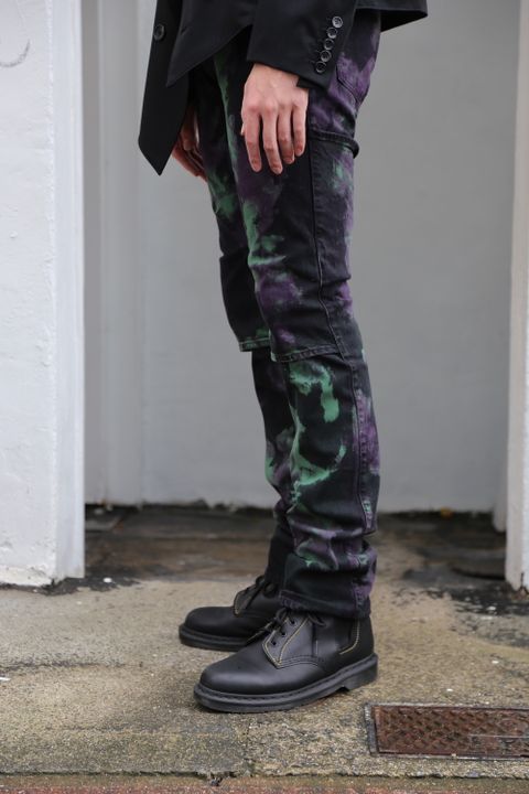 JieDa TIE-DYE 2WAY SLIM DENIM PANTS(Jie-20W-PT07)BLACK style.2020.7.10.
