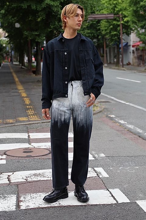 A.PRESSE 1st Type Denim Jacket & HAND PAINTED DENIM WIDE STRAIGHT PANTS