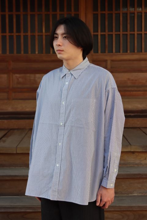 FreshService CORPORATE STRIPE REGULAR COLLAR SHIRT"WHITE×BLACK"style.