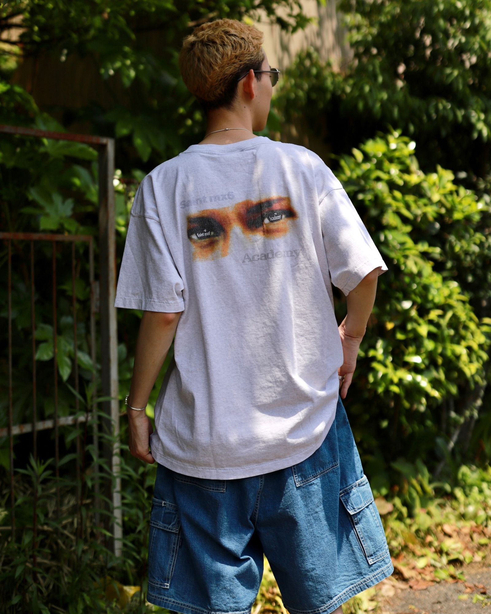 SAINT MICHAEL セントマイケル 23SS SM-S23-0000-086 ST M6 ACDMY SA _SS TEE シャーマーアカデミー コラボ Tシャツ グレー系 S【極上美品】