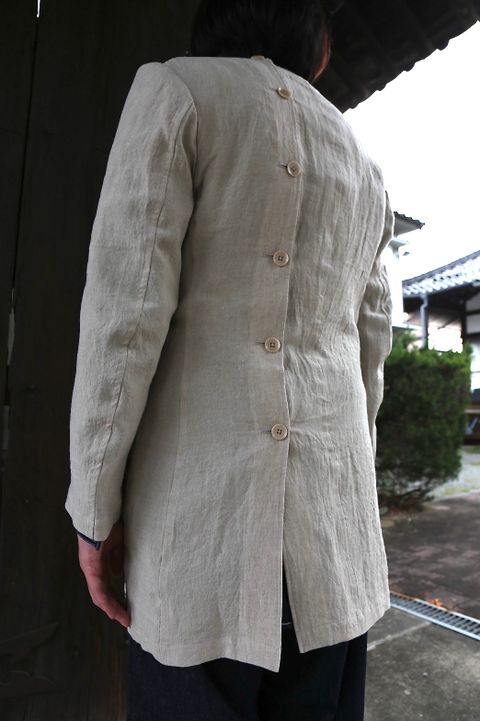 Yohji Yamamoto N-襟なし左身釦あきリネンジャケットstyle.2021.3.17.