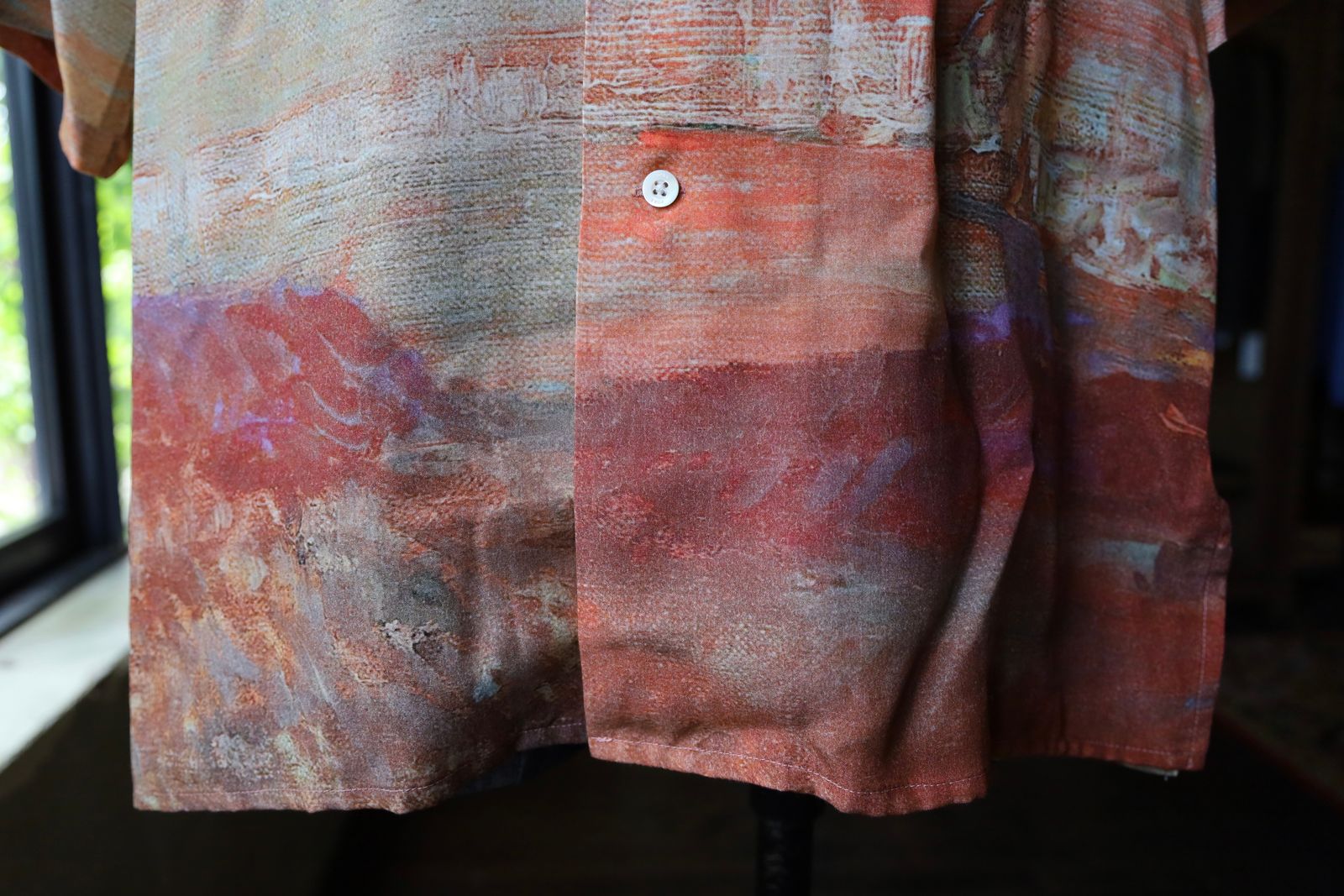 ヨーク24SS LANDSCAPE PRINTED OPEN COLLAR SHIRT(YK24SS0710SH) ORANGE