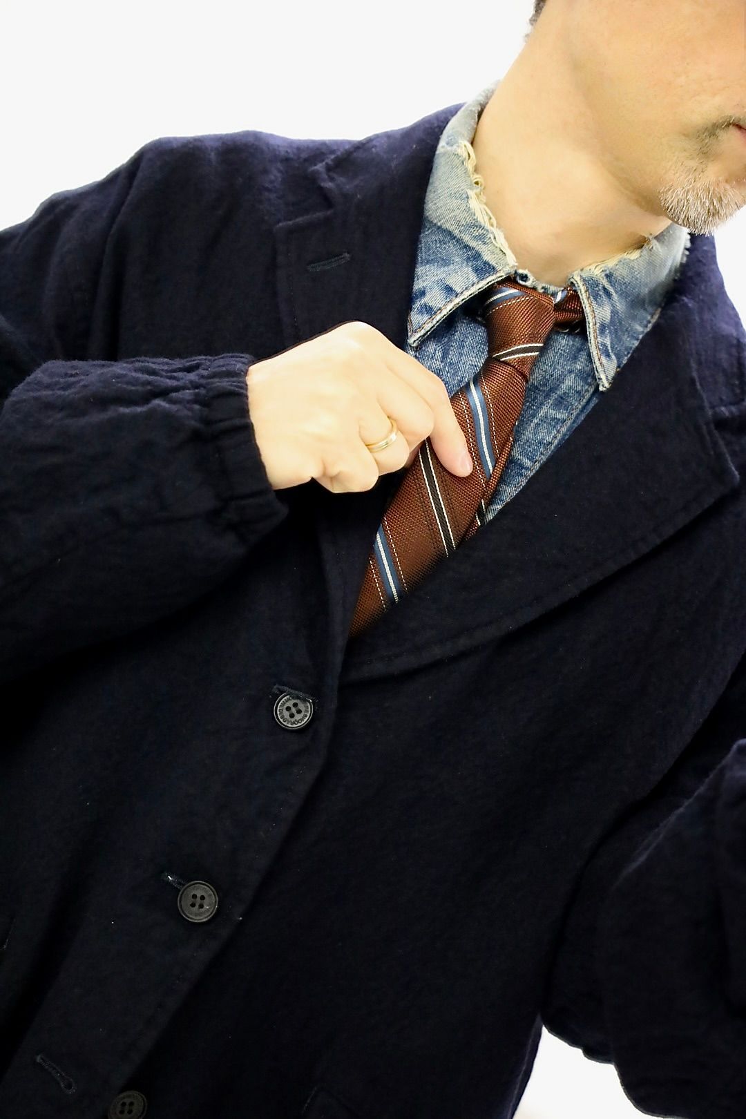 COMME des GARCONS HOMME ウールサージ製品縮絨3Bジャケットセットアップ"NAVY"スタイル2025.10.5.