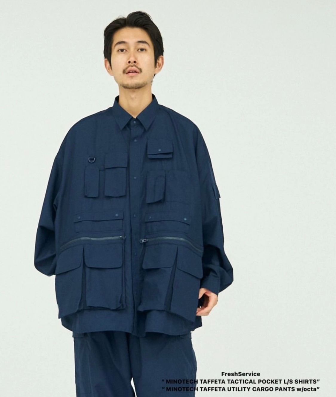 FreshService - フレッシュサービス MINOTECH TAFFETA TACTICAL POCKET L/S SHIRT  (FSC243-50171)NAVY☆8月24日(土)発売！ | mark