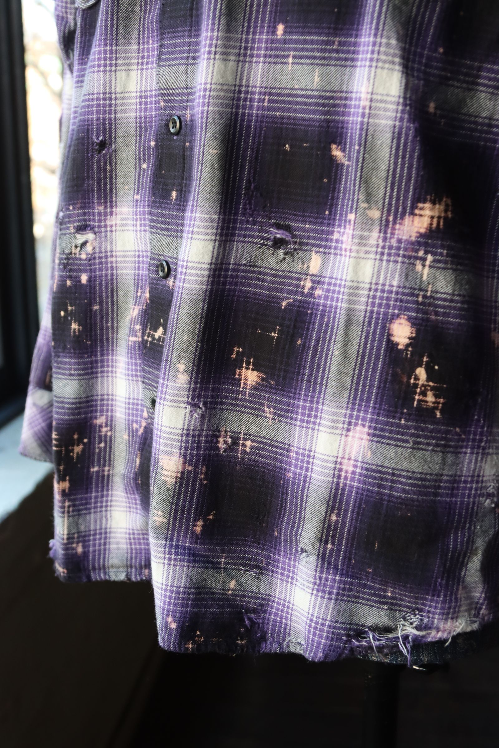 Rafu - RAFUラフ 24SS Bleached & Damaged shirt(RAFU037)PURPLE