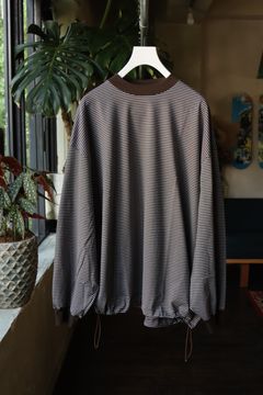 イズネス23AW バルーンロングスリーブTシャツ BALLOON LONG SLEEVE T-SHIRT(1004AWCS03)BROWN×WHITE border