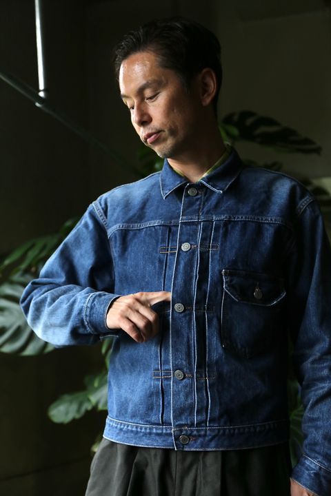 CIOTAシオタ本藍スビンコットン13.5ozデニムGジャン"ミディアムダークブルーダメージ"style.8.13.