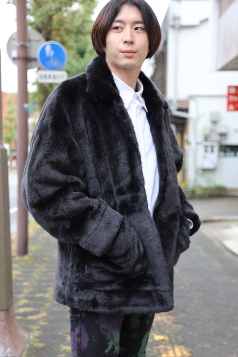 doublet HAND-PAINTED FUR JACKET"BLACK"style.2020.10.17.